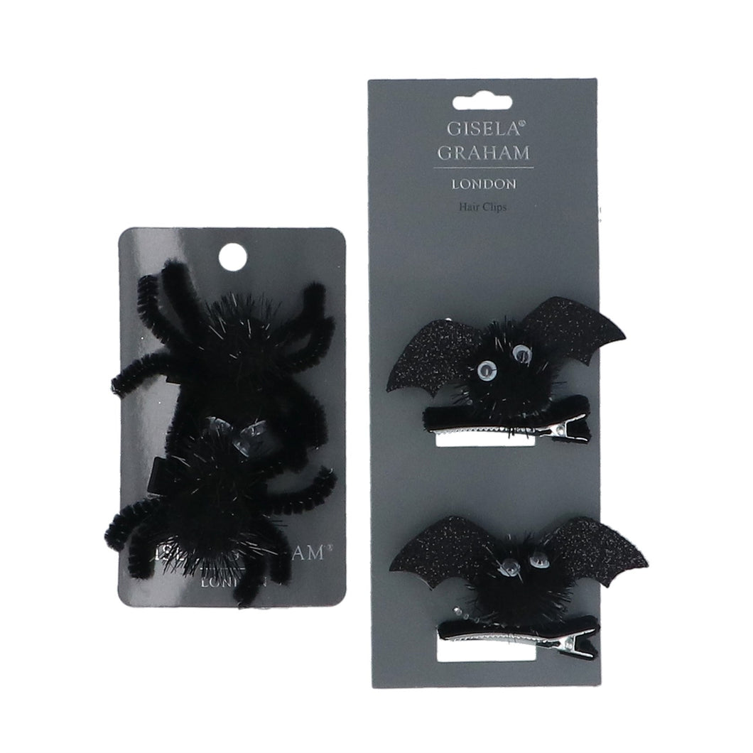 Bat/Spider Hairclips Pack of 2