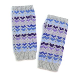 Blue Mix Hearts/Grey Wrist Warmers