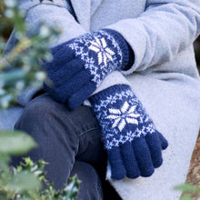 Load image into Gallery viewer, Navy Nordic Fleece Lined Gloves
