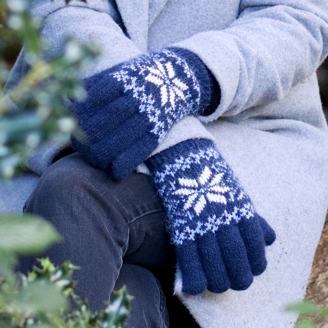 Navy Nordic Fleece Lined Gloves