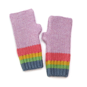 Lilac/Rainbow Striped Cuff Gloves