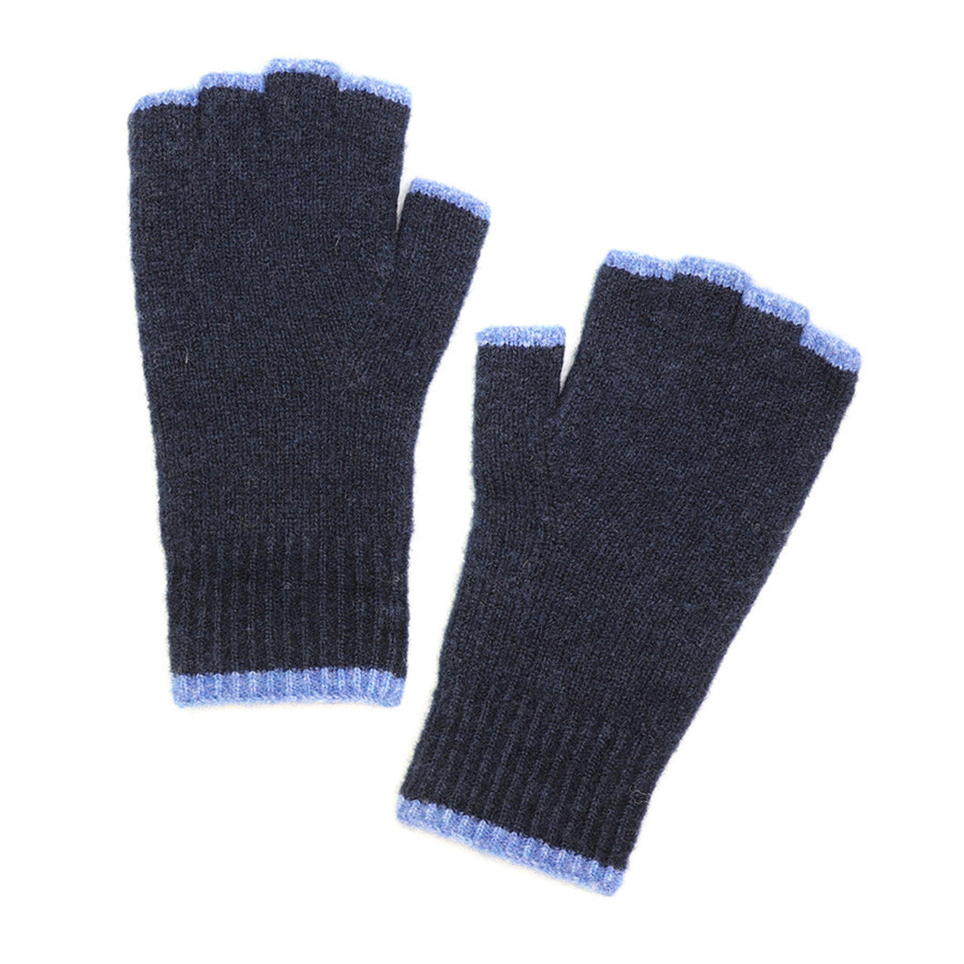 Dusky Blue Alpaca Blend Men's Fingerless Gloves