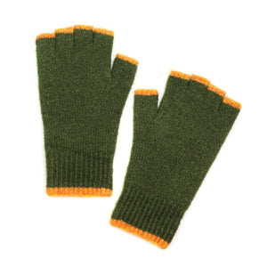 Dark Olive Alpaca Blend Men's Fingerless Gloves