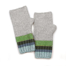 Load image into Gallery viewer, Grey/Blue &amp; Green Mix Stripe Wrist Warmers
