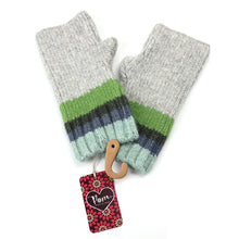 Load image into Gallery viewer, Grey/Blue &amp; Green Mix Stripe Wrist Warmers
