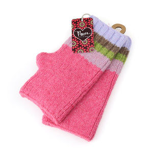 Pink/Green Mix Stripe Wrist Warmers