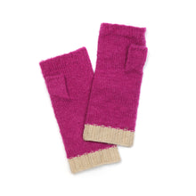 Load image into Gallery viewer, Magenta Recycled Blend Cable Knit Wrist Warmers
