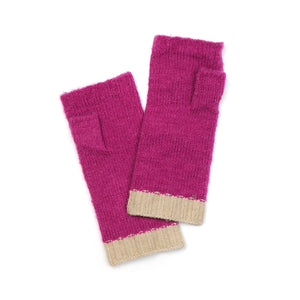 Magenta Recycled Blend Cable Knit Wrist Warmers