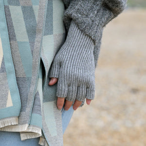 Light Grey Recycled Blend Fingerless Gloves