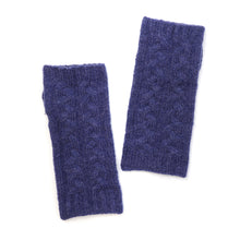 Load image into Gallery viewer, Navy Cable Knit Recycled Wrist Warmers
