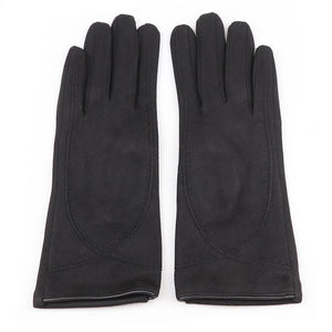 Black Faux Suede Stitch Detail Gloves