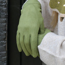 Load image into Gallery viewer, Olive Faux Suede Stitch Detail Gloves
