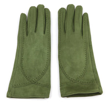 Load image into Gallery viewer, Olive Faux Suede Stitch Detail Gloves
