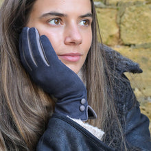 Load image into Gallery viewer, Light Grey/Slate Faux Suede Stitch Detail Gloves
