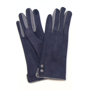 Light Grey/Slate Faux Suede Stitch Detail Gloves