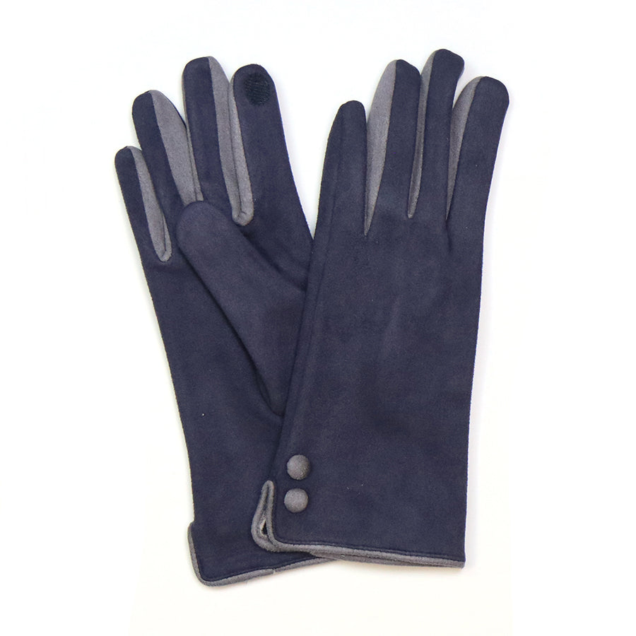 Light Grey/Slate Faux Suede Stitch Detail Gloves