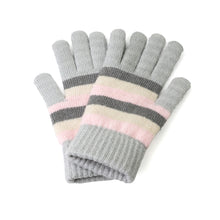 Load image into Gallery viewer, Pastel Pink/Grey/Beige Stripe Gloves

