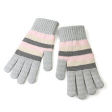 Load image into Gallery viewer, Pastel Pink/Grey/Beige Stripe Gloves
