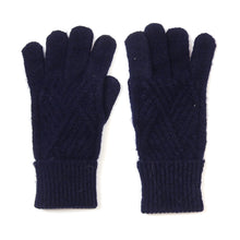 Load image into Gallery viewer, Navy Blue Cable Knit Gloves
