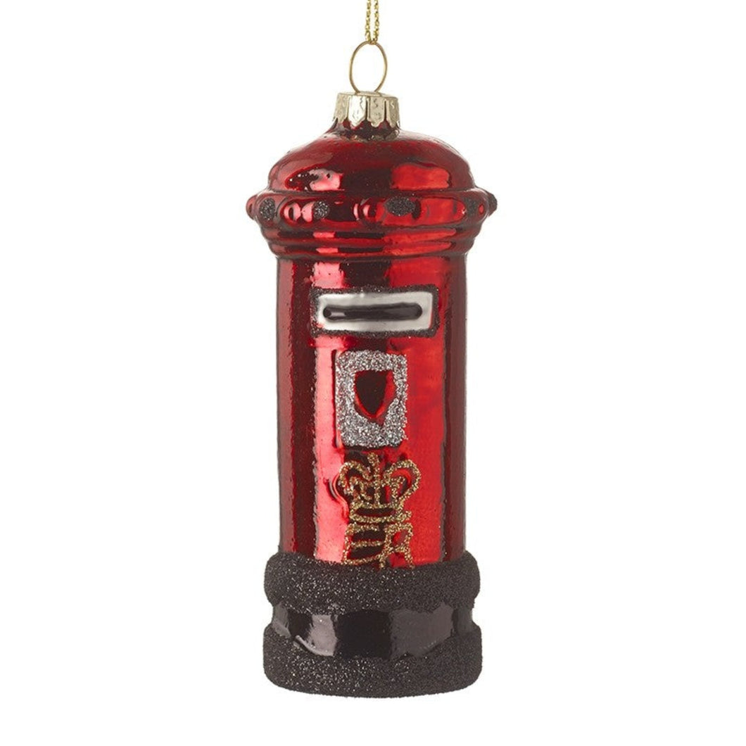 Red Post Box Glass Hanging Dec