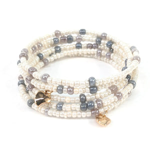 Coil Seed Bead Bracelet -Cream/Grey