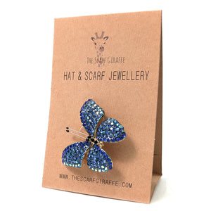 Brilliant Blue Butterfly Brooch