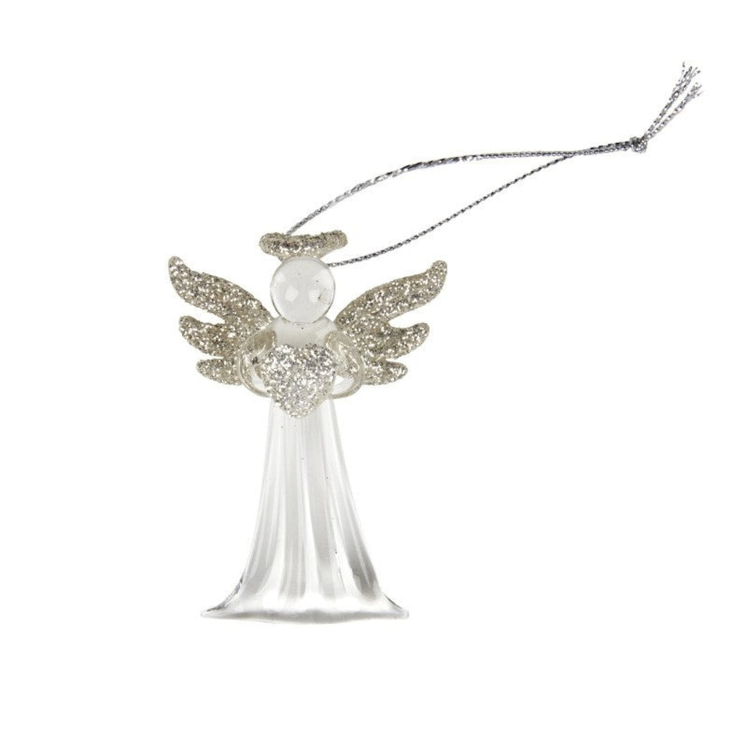 Hanging Glass Heart Angel