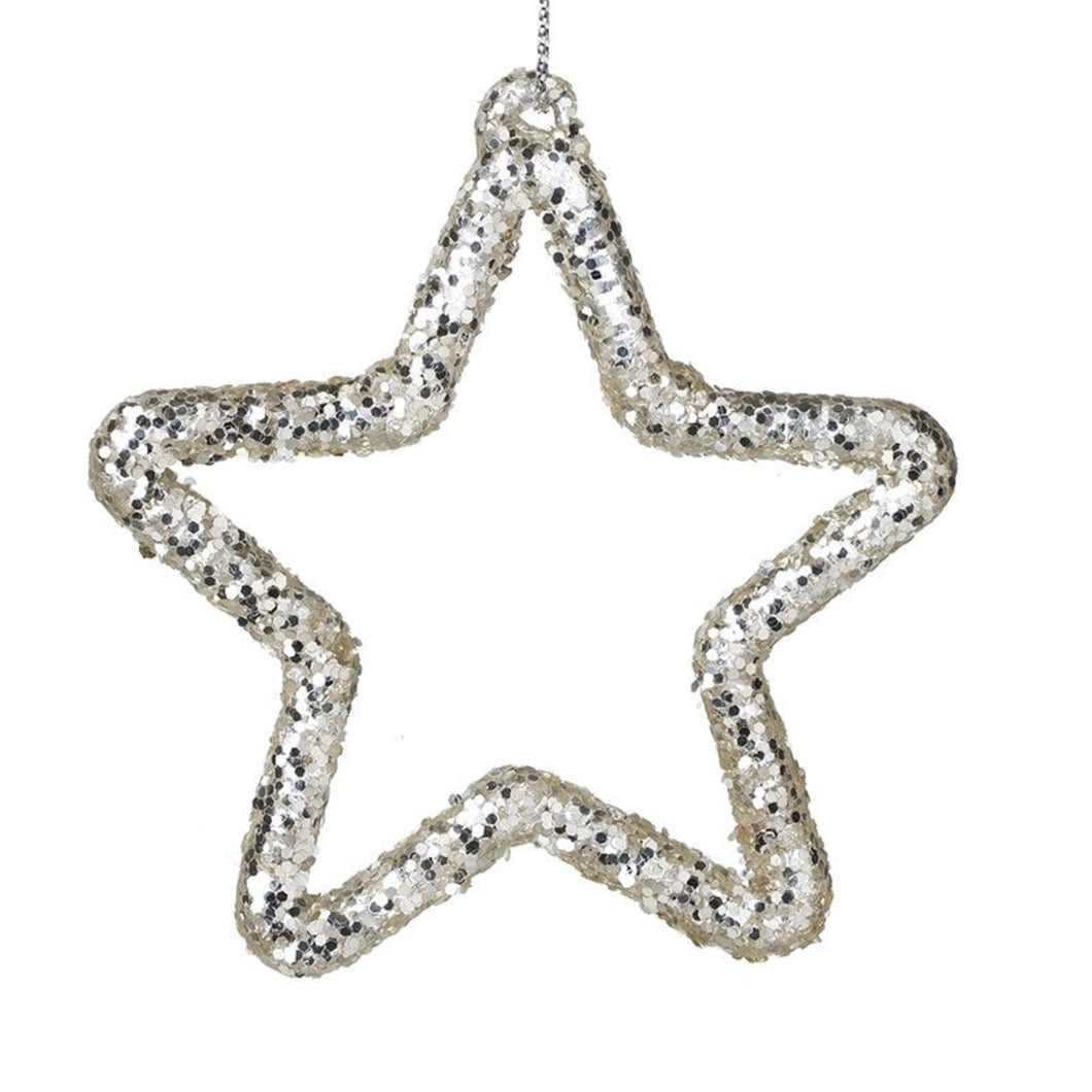 Hanging Glittery Glass Star