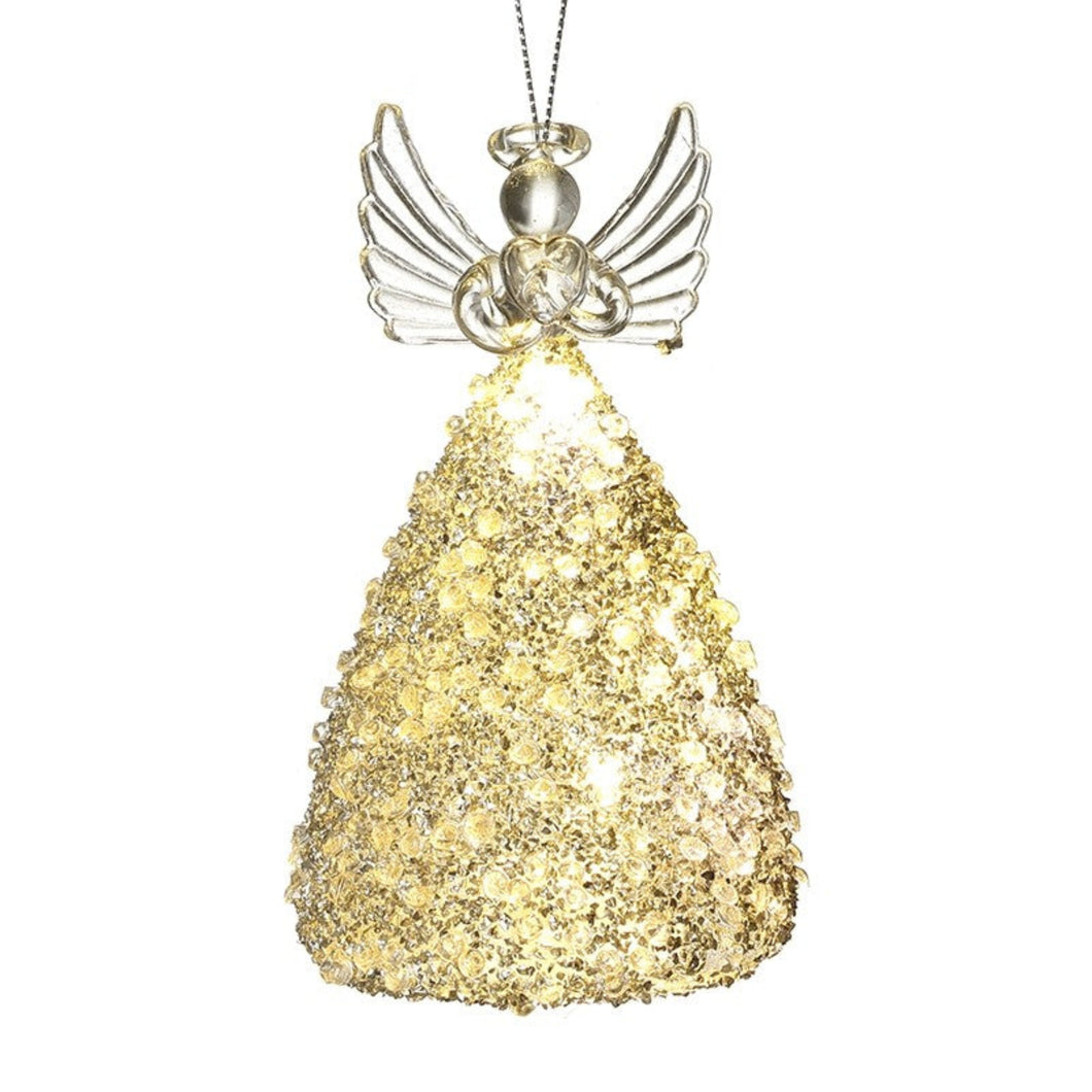 Glass Angel With Glitter Skirt & Heart