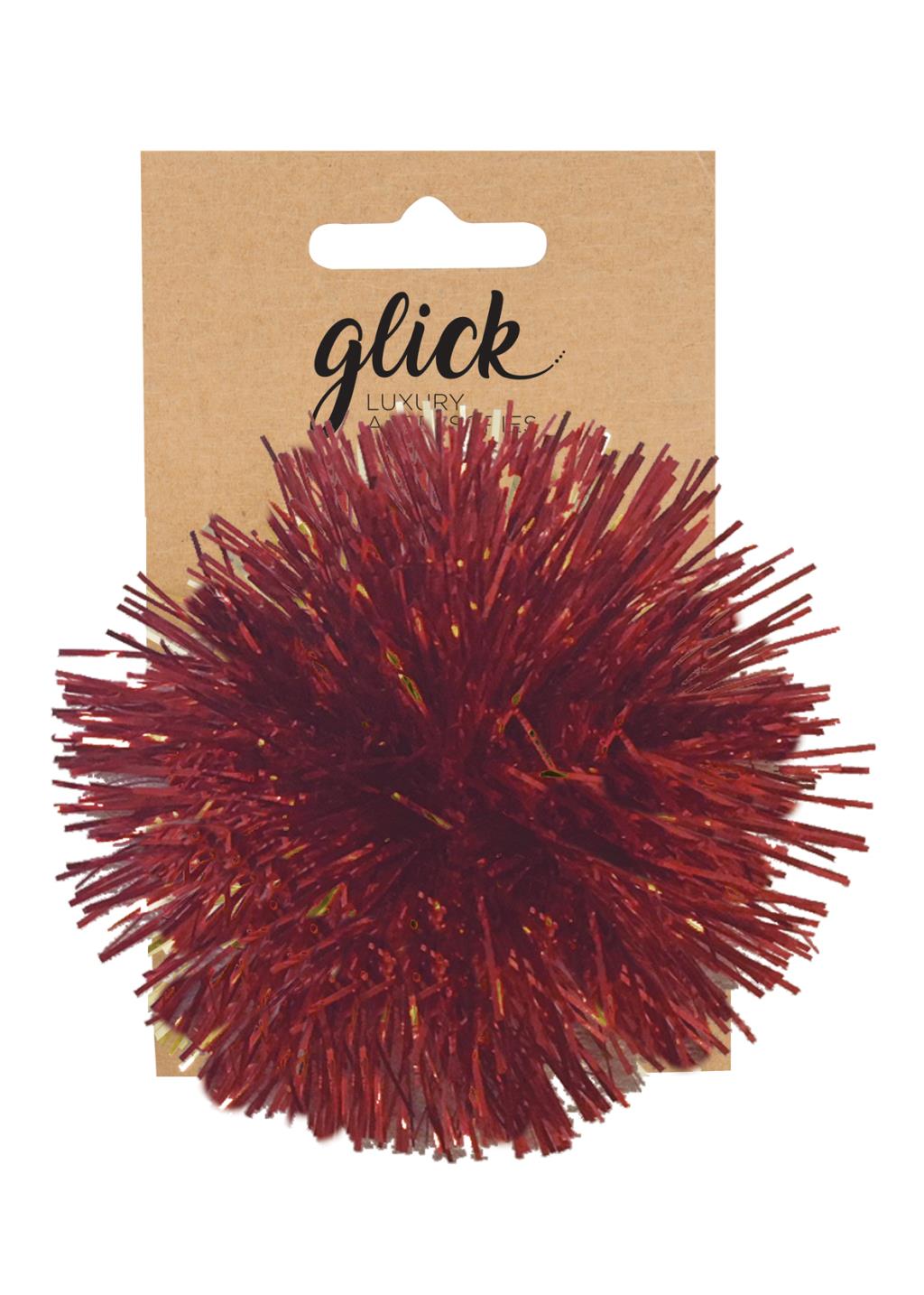 Red Tinsel Pom Pom Bow