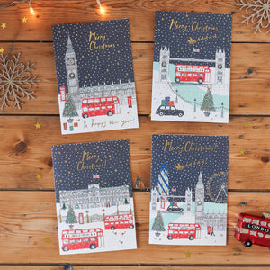 LondonChristmas Card Pack (4 designs x 2 of each) Pack of 6