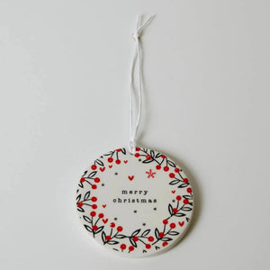 Merry Christmas Red Berry Wreath Hanging Dec