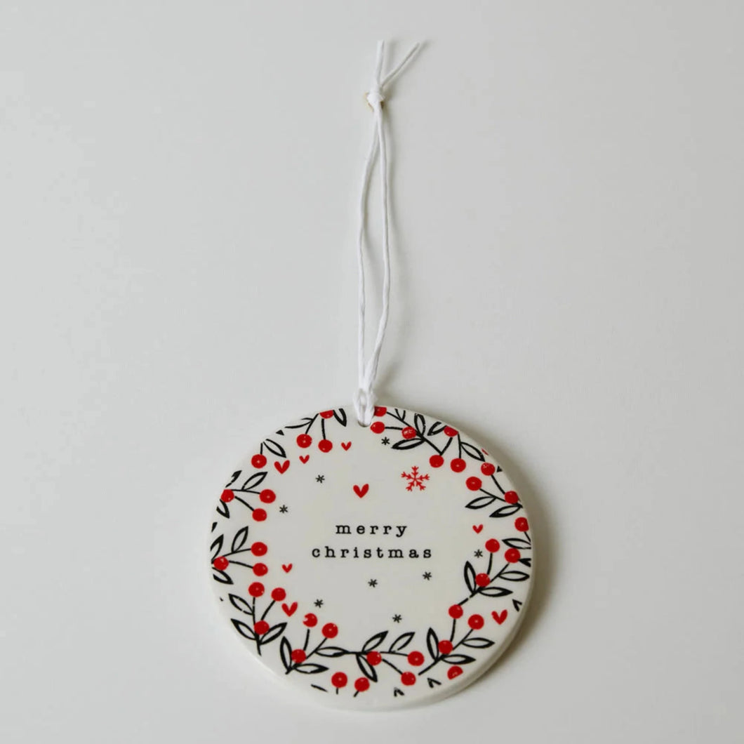 Merry Christmas Red Berry Wreath Hanging Dec