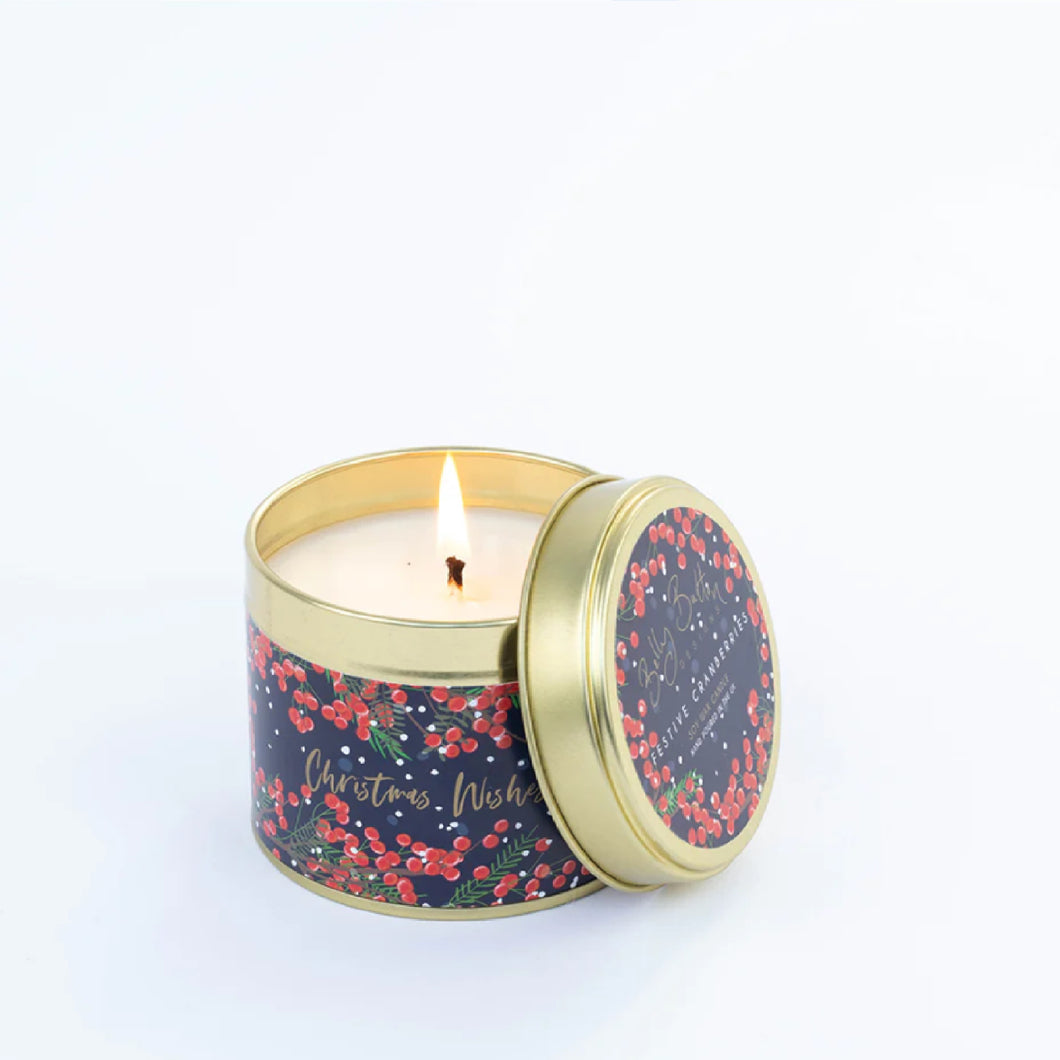 Berries Christmas Wishes Tin Candle