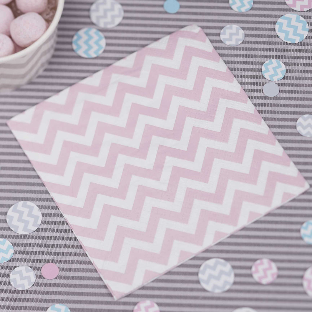 Small Paper Napkins - Pink Chevron