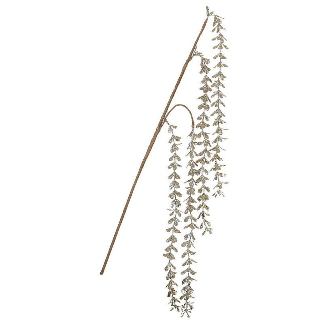 Silver Glitter Leaves Stem