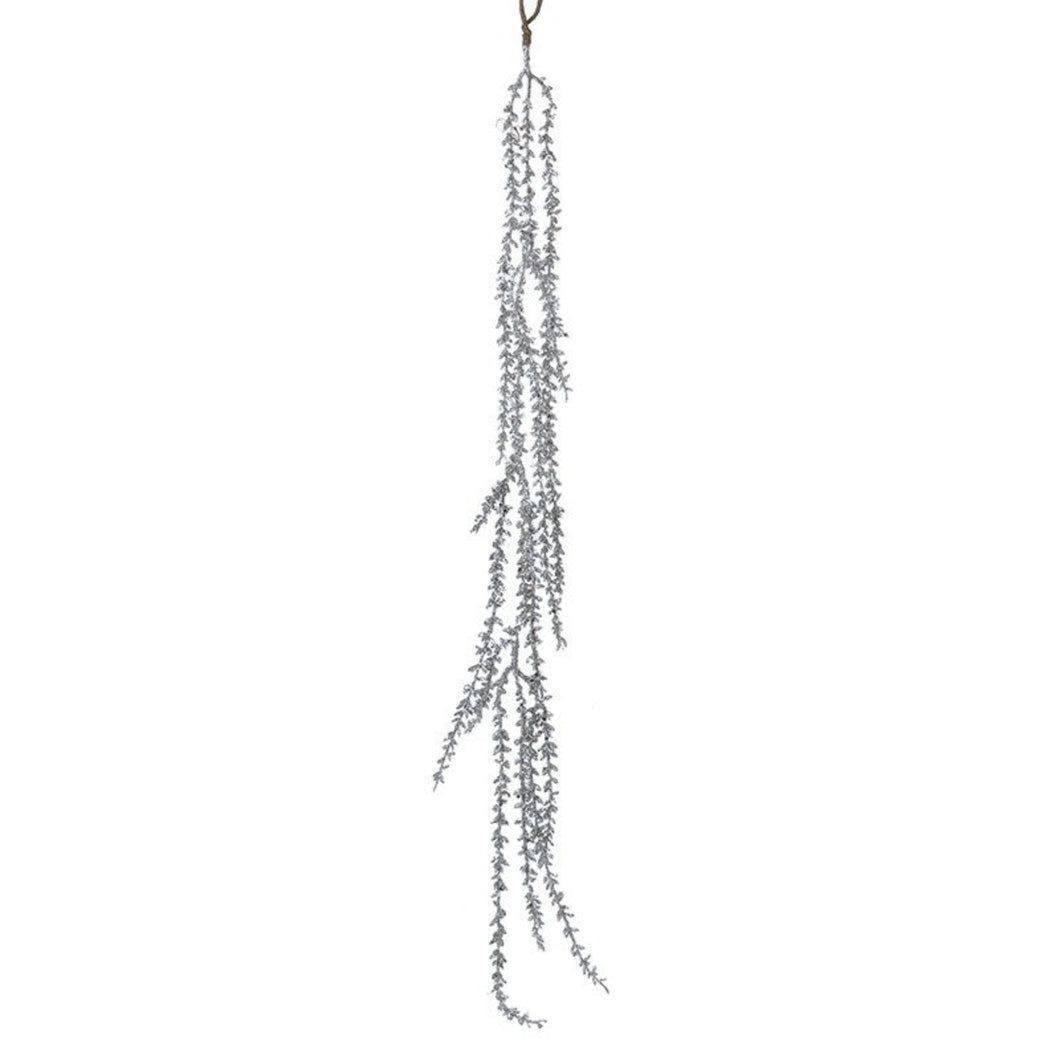 Silver Glitter Leaves Lrg Garland