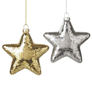 Gold And Silver Star Bauble Mix Of 2