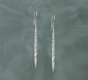 Extra Long Drop Textured Silver Earring