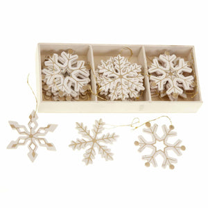 Cream & Gold Striped Snowflakes SET