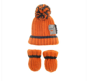 Orange Dino Hat & Mittens