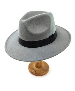 Slate Grey Fedora Hat with Black Band