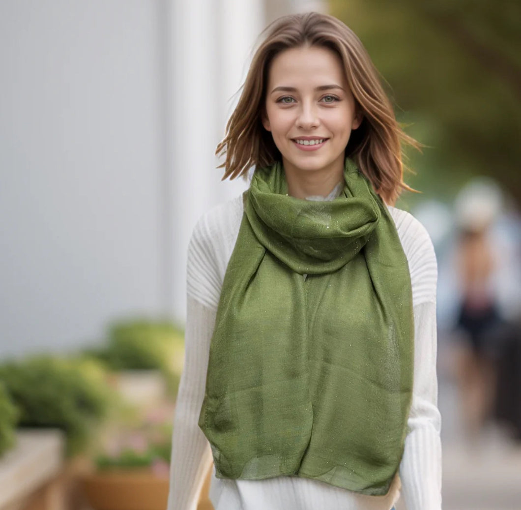 Khaki Green Sparkle Scarf