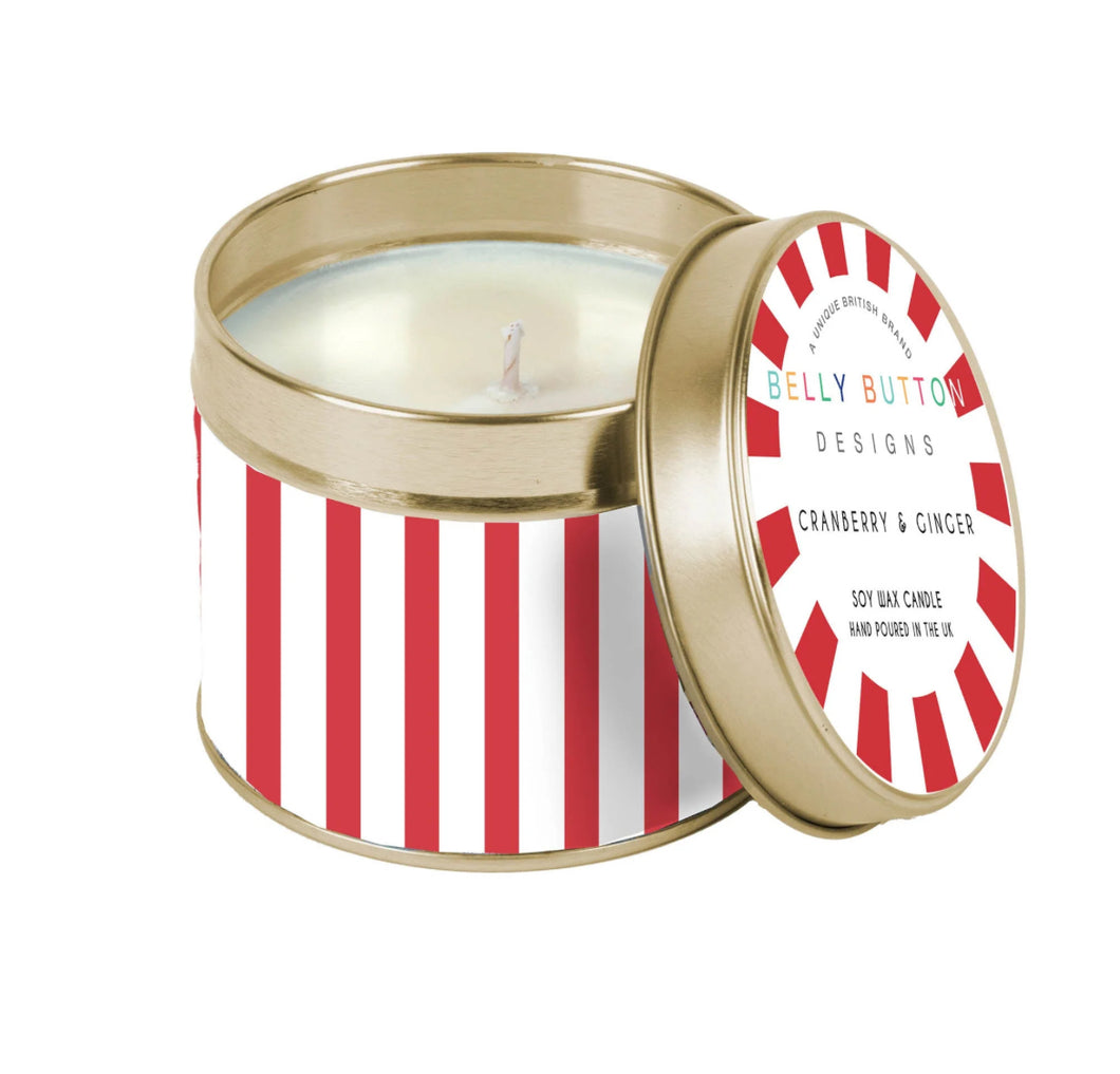 Red Stripe - Tin Candle