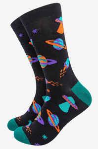 Men's Retro Space UFO Bamboo Socks