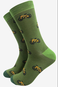 Men's Bicycle Print Green Socks