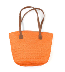 Straw Style Shoulder Bag - Bright Orange