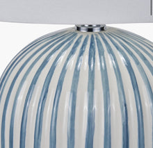 Load image into Gallery viewer, Cannes Blue and White Stripe Ceramic Table Lamp
