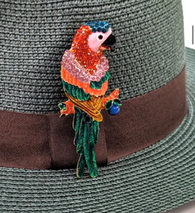 Vibrant Parrot Brooch/Scarf Pin