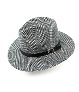 Monochrome Check Fedora Hat